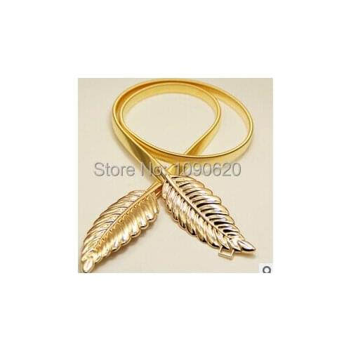 55/60/65/70/75cm Womens gold silver leaves womens metal belly chain elastic waist belt elastic autumn and winter hot-selling