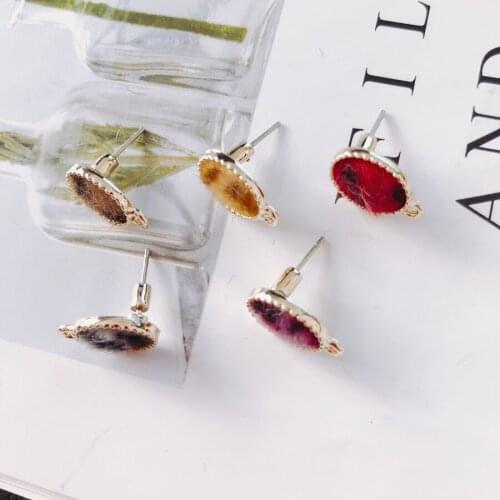 Oval Wool Stuff Stud Earring Accessories Pendant Necklace Supplies for Jewelry Making Accessories Components 6pcs KP2085