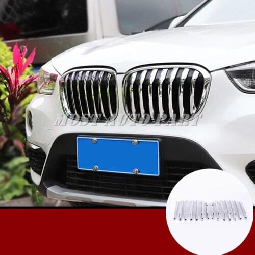ABS Chrome Center Grille Grill Molding Cover Trim 14pcs For BMW X1 F48 2016-2019 Car accesories interior Car decoration