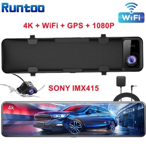 4K Car DVR Dash Camera 12 Inch Rear View Mirror Car Video Recorder Sony IMX415 Ultra HD 3840*2160P Dash Cam Reverse Camera