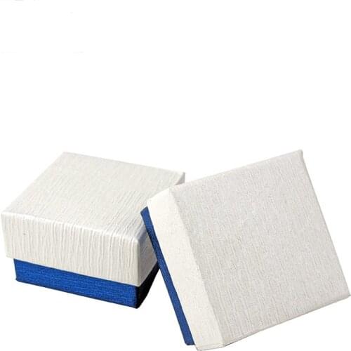 White Top Blue Kraft Paper Jewelry Package Box Ring Earrings Necklace Boxes Case Storage Gift Packaging For Women