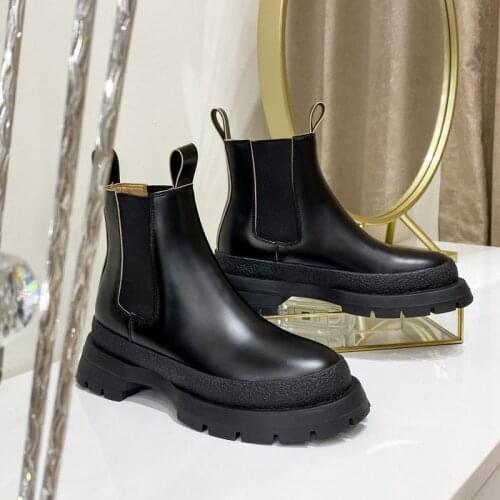 Luxury Comfortable Rubber Platform Boots for Women Martin Boots Round Toe PU Ankle Boots for Women Casual Shoes Woman Boots NEW