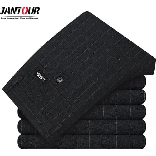 Autumn Winter Men Dress Pants Slim Fit Men Office Trousers Formal Wedding Men Classic stripe Pants Business Suit Pants 29-40