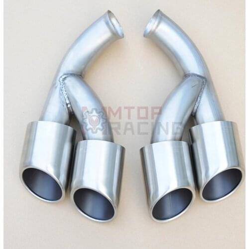 Exhaust Muffler Pipe For Porsche Cayenne 2015 V6 Long Tips End Brushed Silver