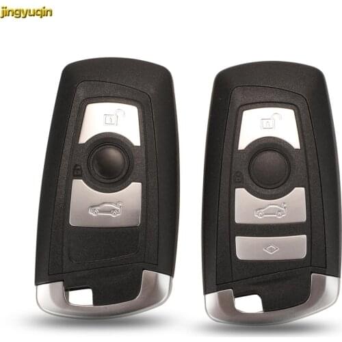 Jingyuqin 10pcs Remote Car Key Fob Shell For BMW CAS4 F 3 5 7 Series E90 E92 E93 X5 HU100R Uncut Blade 3/4B Smart Keyless Entry