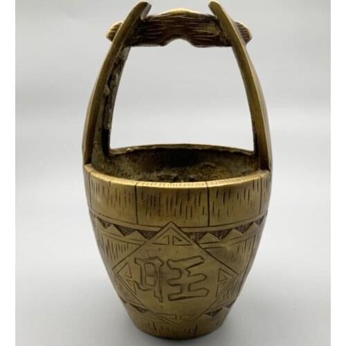 China brass archaize bucket wealth crafts statue