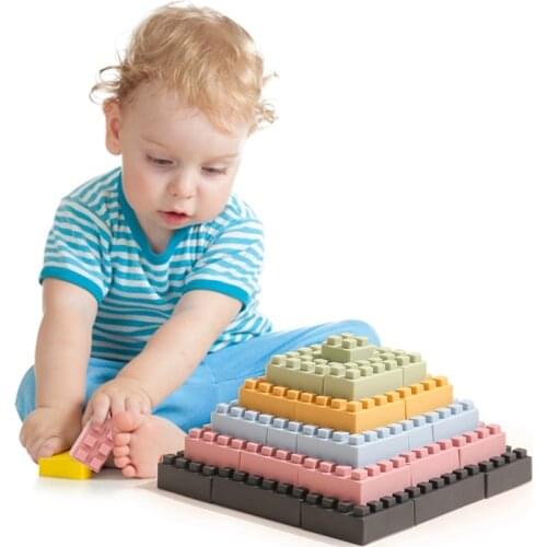 Colorful Silicone Toy Stacking Building Block Montessori Jenga Blocks Toys Food Grade Silicone Blocks DIY Educational Toys Gift