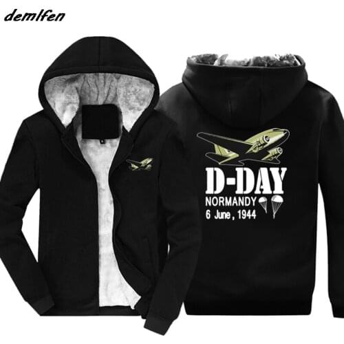 Hot Sale Fashion New hoodies D-Day Normandy, Epic Paramotor Pilot Mens Sweatshirt winter zipper Keep warm Jacket hoody Harajuku