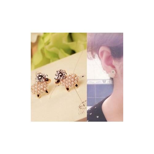 Hot sales retro fashion jewelry new cute little sheep earrings simulated pearl earring