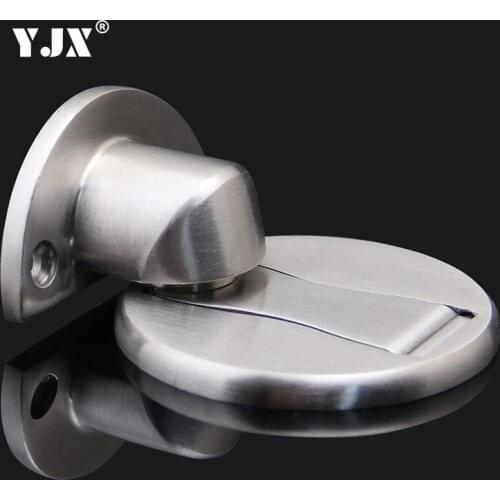SUS Magnetic Door Stopper, Angle Simple Metal Doorstop Wall or Floor Mount Heavy Duty Door Holder with Magnet Metal Wood Door
