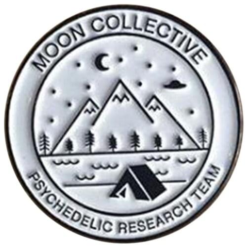 Moon collective psychedelic research team badge Enamel pin