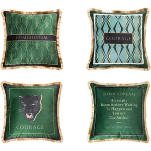 Pack of 2 Vintage Velvet Soft Print Decorative Square Throw Pillow Cover Cushion Case for Sofa Bedroom Car 43 X43cm Dark Green