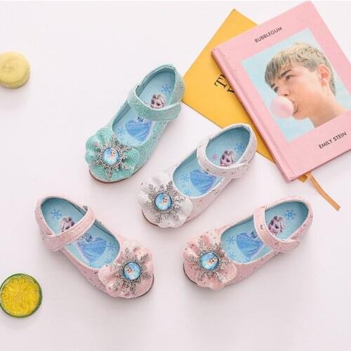 Disney New Childrens Shoes 2021 Frozen Princess Shoes Girls Aisha Dance Shoes Pearl Lace Single Shoes