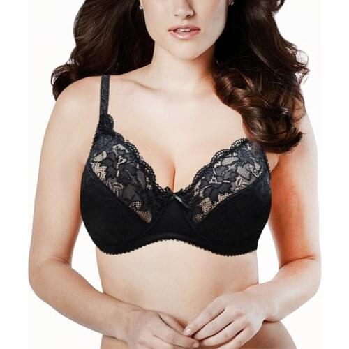 New Womens Soft Embroibery Underwire 3/4 Coverage Bra Size Lace Bras Sexy Underwear 75 80 85 90 95 100 105 A B C D E F G Cup