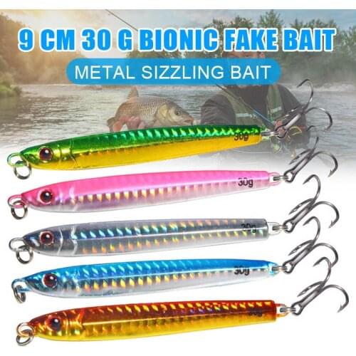 5pcs 9cm 30g Metal Casting Lure Casting Jig Metal Slice Fishing Lures with Hooks for Fish Bait XR-Hot