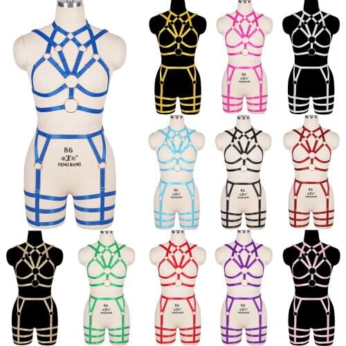 Sexy Body Bondage Harness Fashion Cage Bra Wedding Stockings Full Body Harness For Women Goth Harness Suspenders Stockings