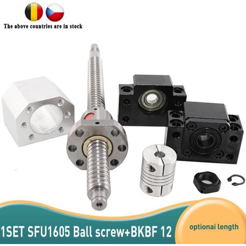 SFU1605 Ball Screw 1605 200 300 mm 400 600 800 900 mm 1100 1200 1500 mm Ball Screw + Nut Shell + BK12 BF12 + Clutch