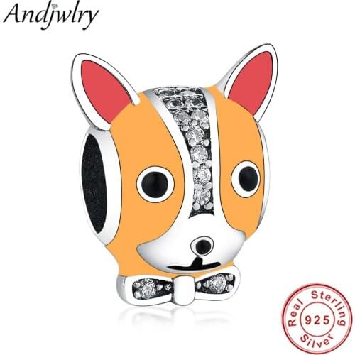 Fit Original Pandora Charms Bracelets 925 Sterling Silver French Bulldog Puppy Dog Charm Beads DIY Jewelry Berloque