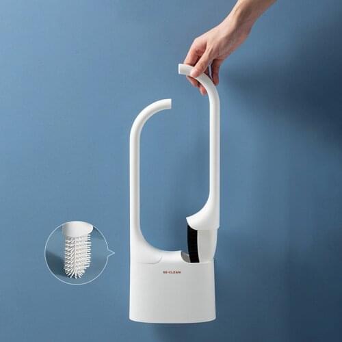 Nanjibao Silicone Brush Head Toilet Brush 2 Brushes No Dead Ends Toilet Brush Household Wall Hanging Creative Bathroom Cleaning