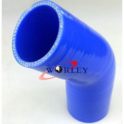 Blue 2.5" to 3" 64mm - 76mm Silicone 45 Degree Elbow Reducer Pipe Hose