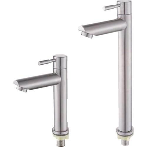 Stainless steel bathroom faucet basin mounted deck only cold tap rust and corrosion resistance of bathroom water tap