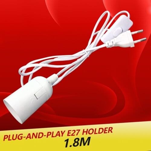 SAVE Plug-and-play E27 holder for E27 socket E27 base bulb led light lamp,switch to control E27 Power Cord Europe Russia Plug