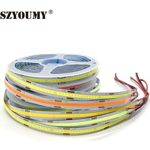 SZYOUMY High Density DC12V COB Led Strip Light 300led/m White Warm White Red Green Blue