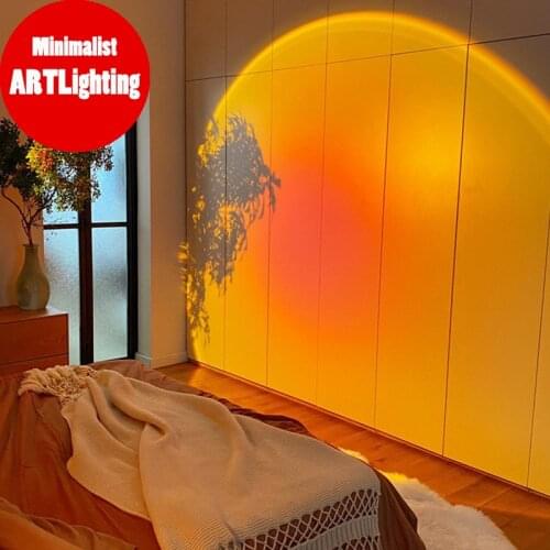USB Rainbow Sunset Red Projector Led Night Light Sun Projection Desk Lamp for Bedroom Bar Coffee Store Wall Decoration Lighting
