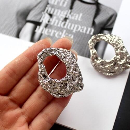 SRCOI Gold Silver Color Irregular WaterDrop Earrings Oval Statement Exaggerated Hollow Stud Earrings For Women New Year Gifts