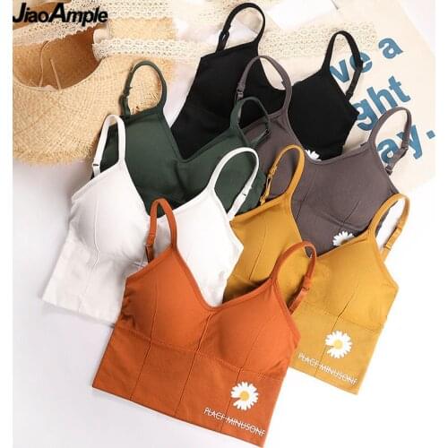 2020 Women Summer New Daisy Wire Free Vest Bra Korean Fashion Girls Student Cozy Push Up Stripe Underwear Comfortable Lingerie