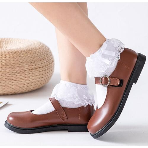 Lace for Girl Women Crew Socks Nice Gift Lolita Style Cute Pure Color Cotton Breathable Retro Style Cotton Sock