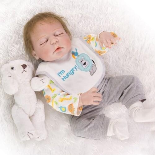 23'' 57 cm Realistic bebe Reborn Dolls Full Vinyl Body Silicone Lifelike Boy Sleeping Babies Doll Toys Kids Birthday Gifts