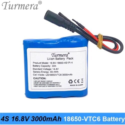 4S Lithium Battery Pack 16. 8V 14.4V 3000mAh Reachargeable US18650VTC6 3000mAh 30A Battery Cell with 4S 40A BMS for Screwdriver
