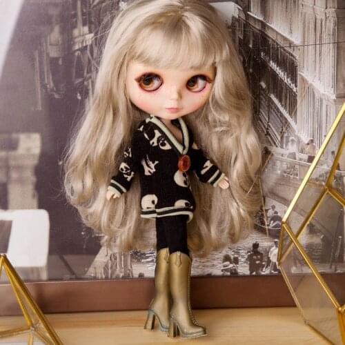 T02-X545 Blyth azone Doll clothes 1/6 bjd dolls Accessories handmade skull Knitted jacket 1pcs