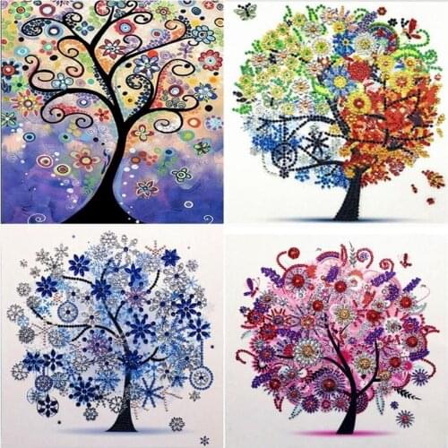 GATYZTORY 5D DIY Diamond Painting Full Round Square Landscape The Five Colours Tree Rhinestones Diamond Embroidery Mosaic Craft