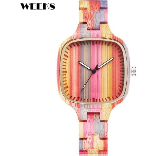 Colorful Bambooo Wood Watch for Women Real Wooden Band Quartz Wristwatch Lady Watches Dropshipping Clock Female Relogio Feminino