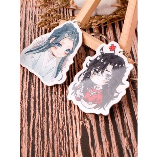 Anime Tian Guan Ci Fu Comics Q Version DIY Double-Sided Toy Keychain Cheng Hua Lian Xie Acrylic Pendant Cartoon Figure Keyring