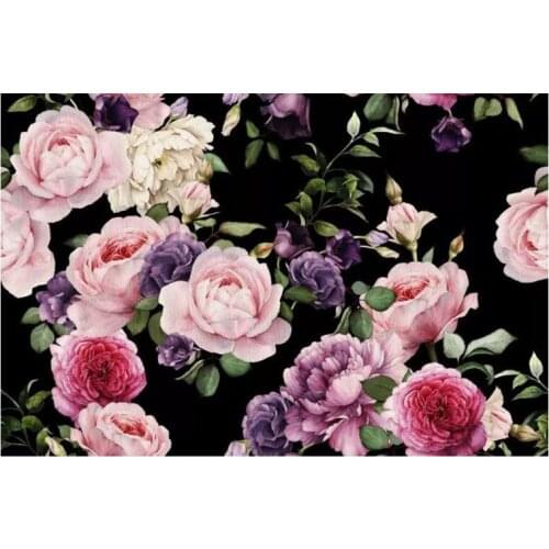 Custom 3D Photo Wallpaper Mural Hand Painted Black White Rose Peony Flower Wall Mural Living Room Home Decor Painting Wall Paper