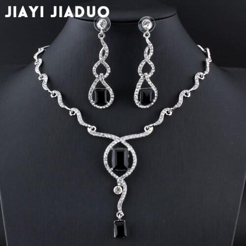Jiayijiaduo Bridal jewelry sets for women wedding jewelry set for brides wedding accessories Silver Colour jewelry set necklace