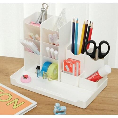 Creative Combination Pen Holder Desk Accessories Large Capacity Pencil Storage Box Desktop Organizer School Office Stationery