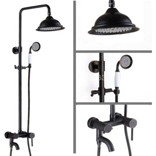 Brass Black Oil Rubbed Bronze Bathroom Rainfall Bathtub Shower Mixer Tap Faucet Single Handle Wall Mounted ars364