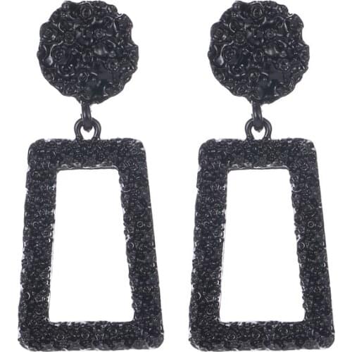 Small Geometric Square Embossed Golden Rose Gold White Abrazine Alloy Dangle Earrings Drop Earrings For Women