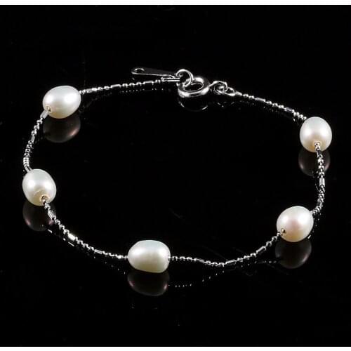 Trendy Natural Freshwater Pearl Bracelet Chains Fine Jewelry Charm Bracelets For Women Real Pearl Bangles For Girl Party