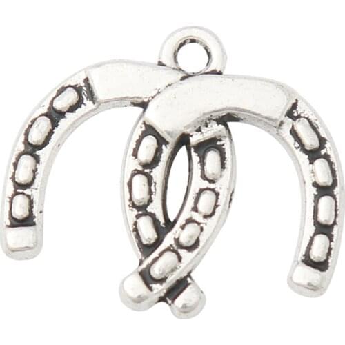 RAINXTAR Fashion Antique Silver Color Alloy Horseshoes Charms 17*20mm 20pcs AAC990