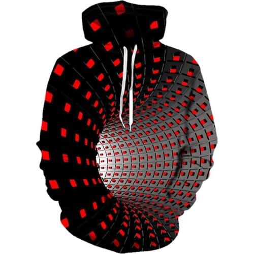 Men hoodie Red vortex 3D print digital Vortex print No Rules Blue square checkered whirlpool personality sweatshirt
