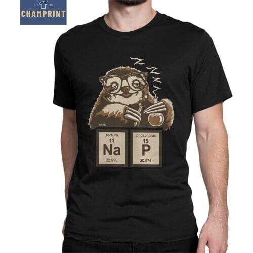 Mens T-Shirts Chemistry Sloth Discovered Nap Crazy 100% Cotton Tees Short Sleeve Animal T Shirt O Neck Clothes Printed