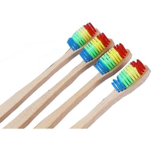 Natural Bambu Handle Eco-friendly Rainbow Soft Bamboo Travel Toothbrush Teeth Brush Oral Hygiene