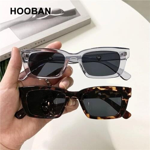 HOOBAN 2021 New Luxury Rectangle Sunglasses Women Brand Designer Ladies Sun Glasses Vintage Cat Eye Female Shades Eyeglasses