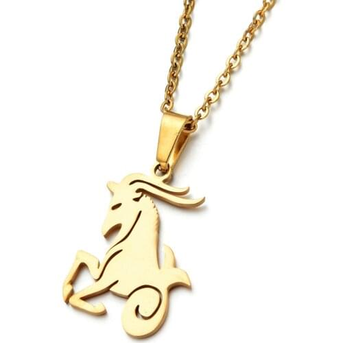Leo Libra Pendant Necklace for Women 12 Zodiac Sign Constellation Stainless Steel Gold Color Womens Necklaces Birthday Gifts