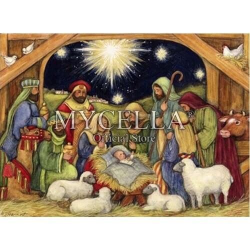 Religious 5D Diy Diamond Painting Nativity Art Needlework Diamond Embroidery Christmas Rhinestone Cross Stitch Mosaic Home Decor